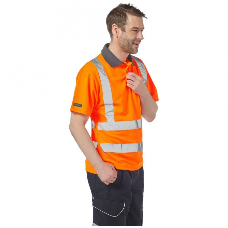 Leo Workwear P02-O Rockham ISO 20471 Class 2 Coolviz EcoVizRP RIS-3279-TOM Polo Shirt Orange